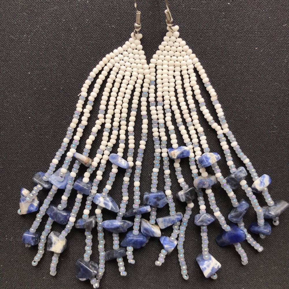 Size 11 seed beads with lapis stone beads